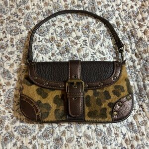 Small Leopard Print Brown Leather Women's Purse
